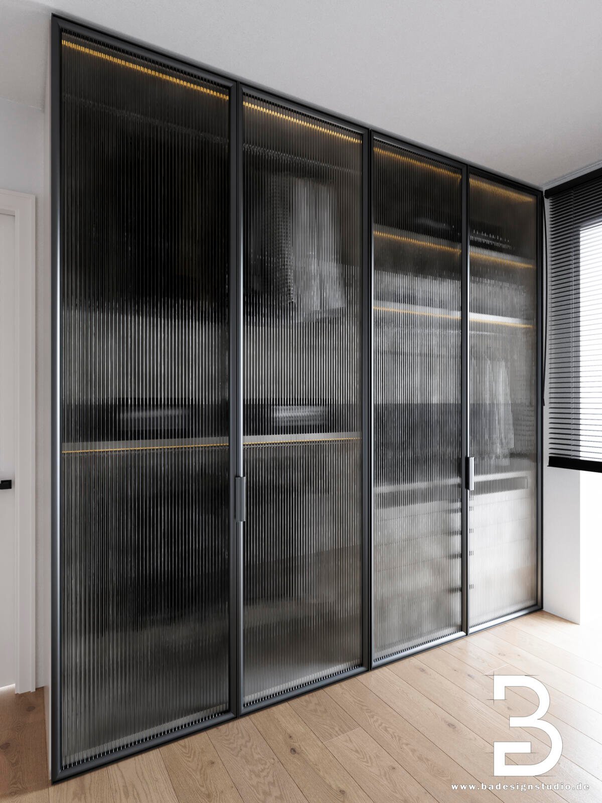 Ankleidezimmer mit Glasschiebetüren Köln