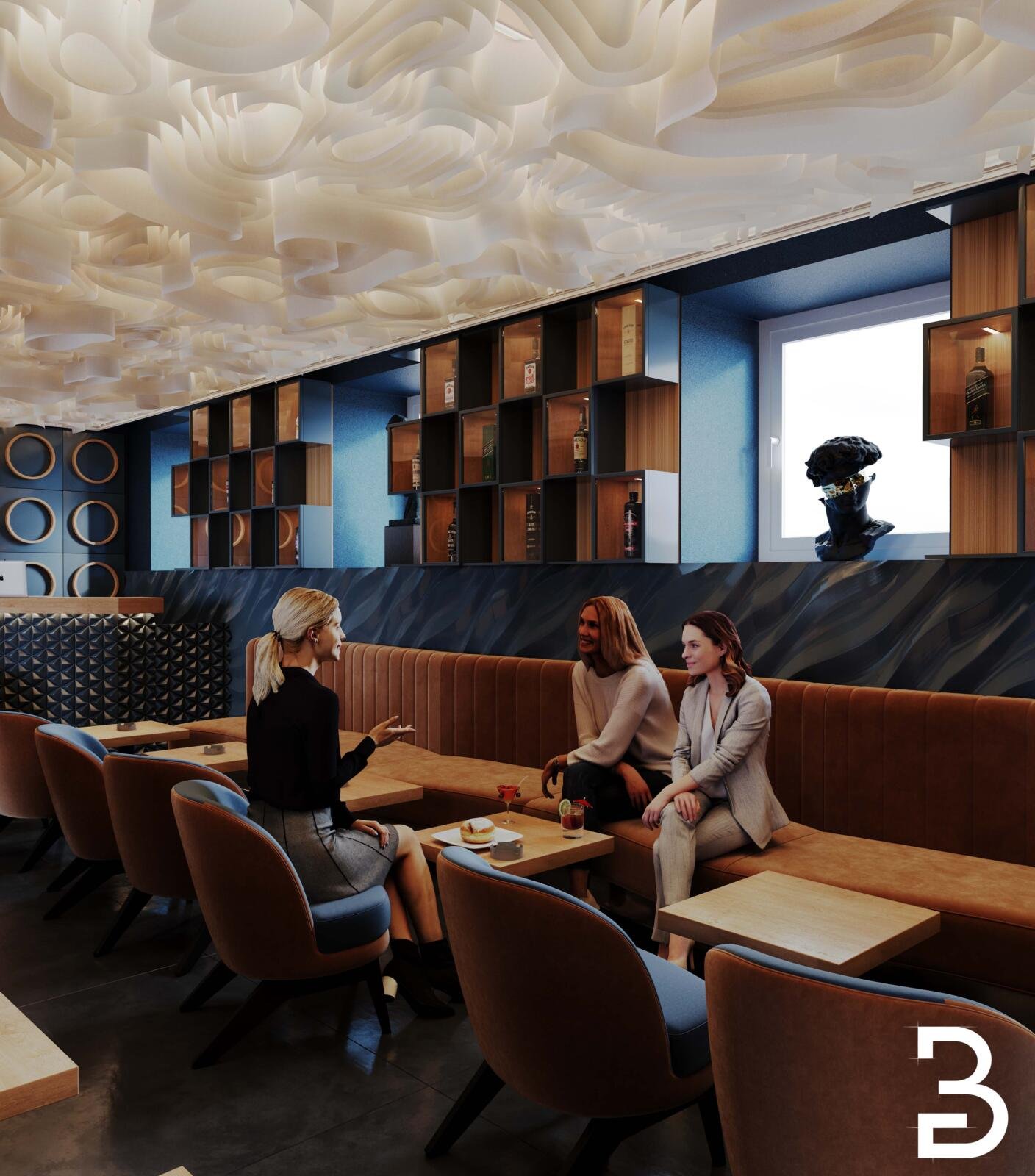 Bar Frankfurt O Bar Innenarchitektur – Bardetail mit Gästen