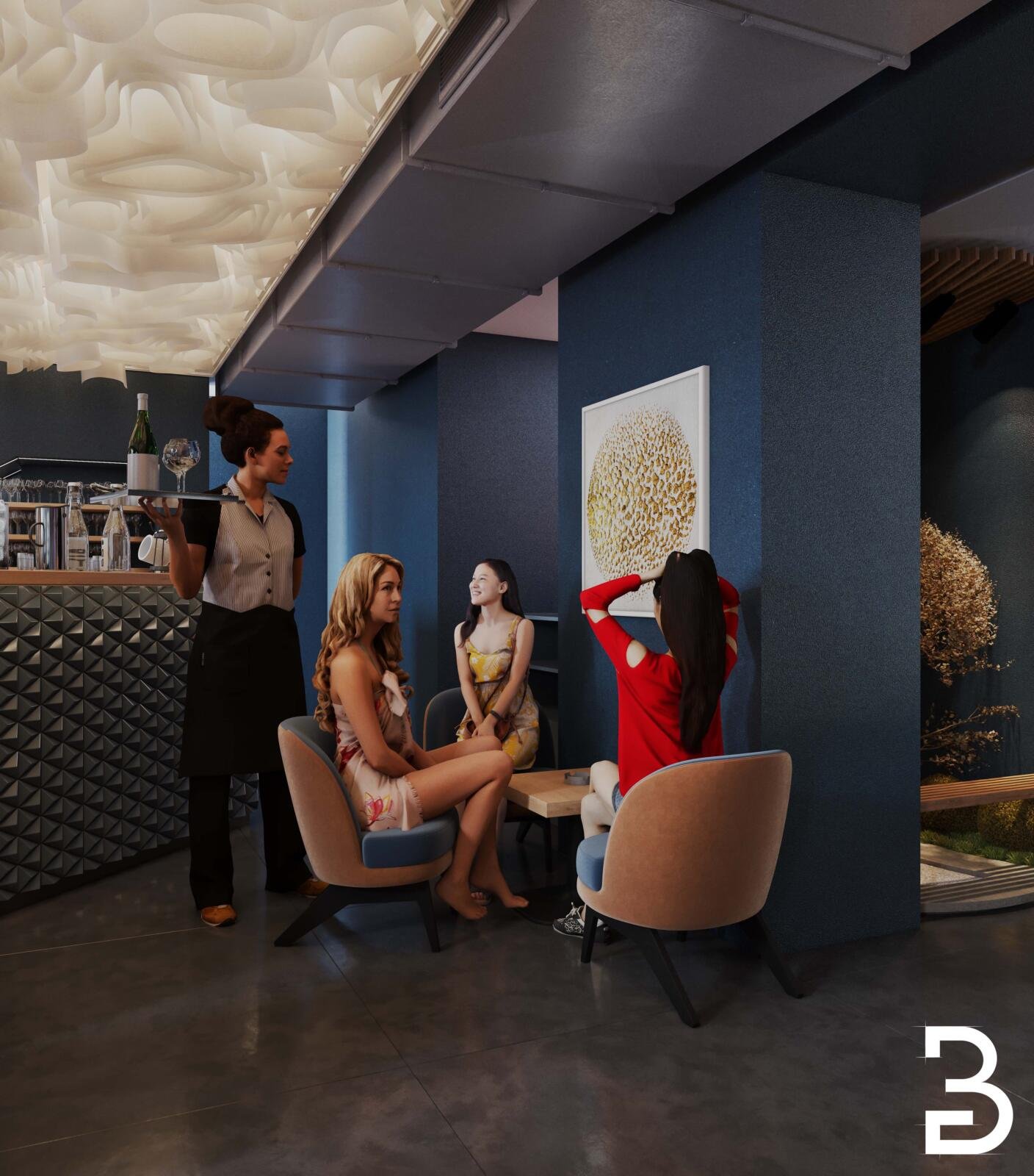 Bar Frankfurt O Bar Innenarchitektur – Theke mit Flaschenregal