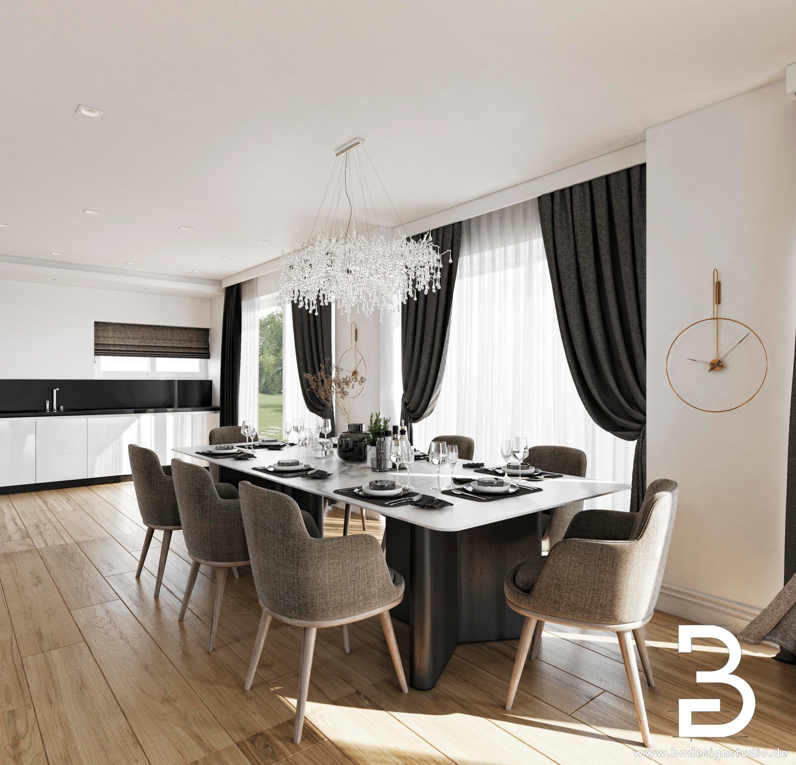 Esszimmer mit Marmortisch Innenarchitektur Köln
