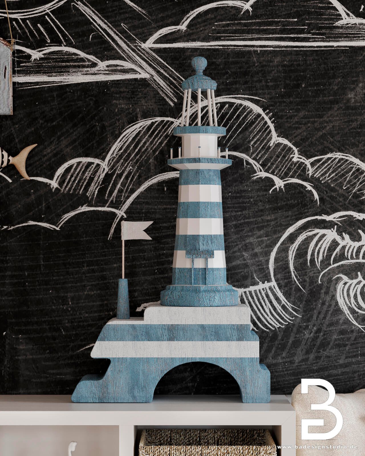 Maritimes Kinderzimmer mit Leuchtturm Köln