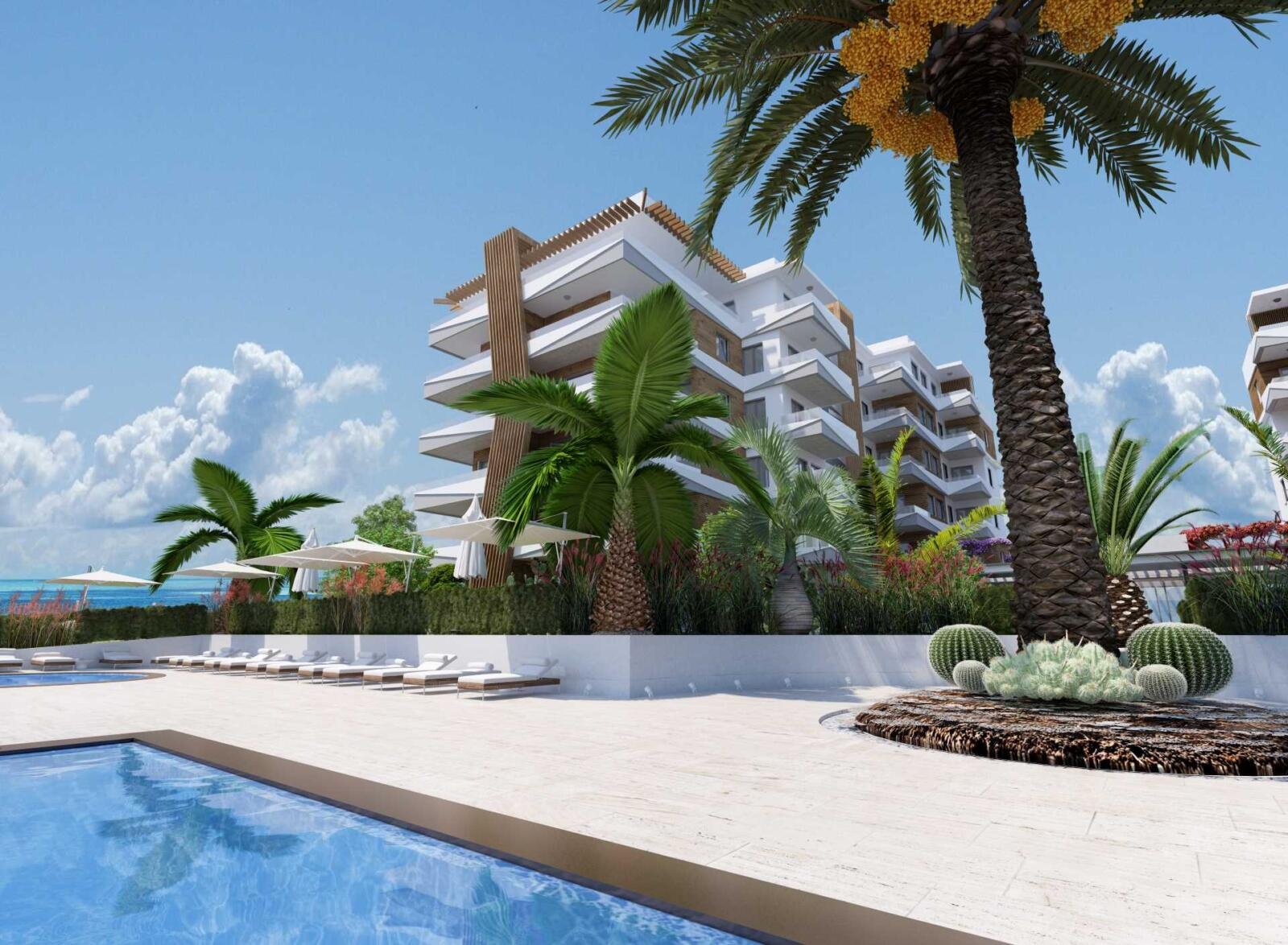 Poollandschaft mit Palmen Lykia Residence Antalya