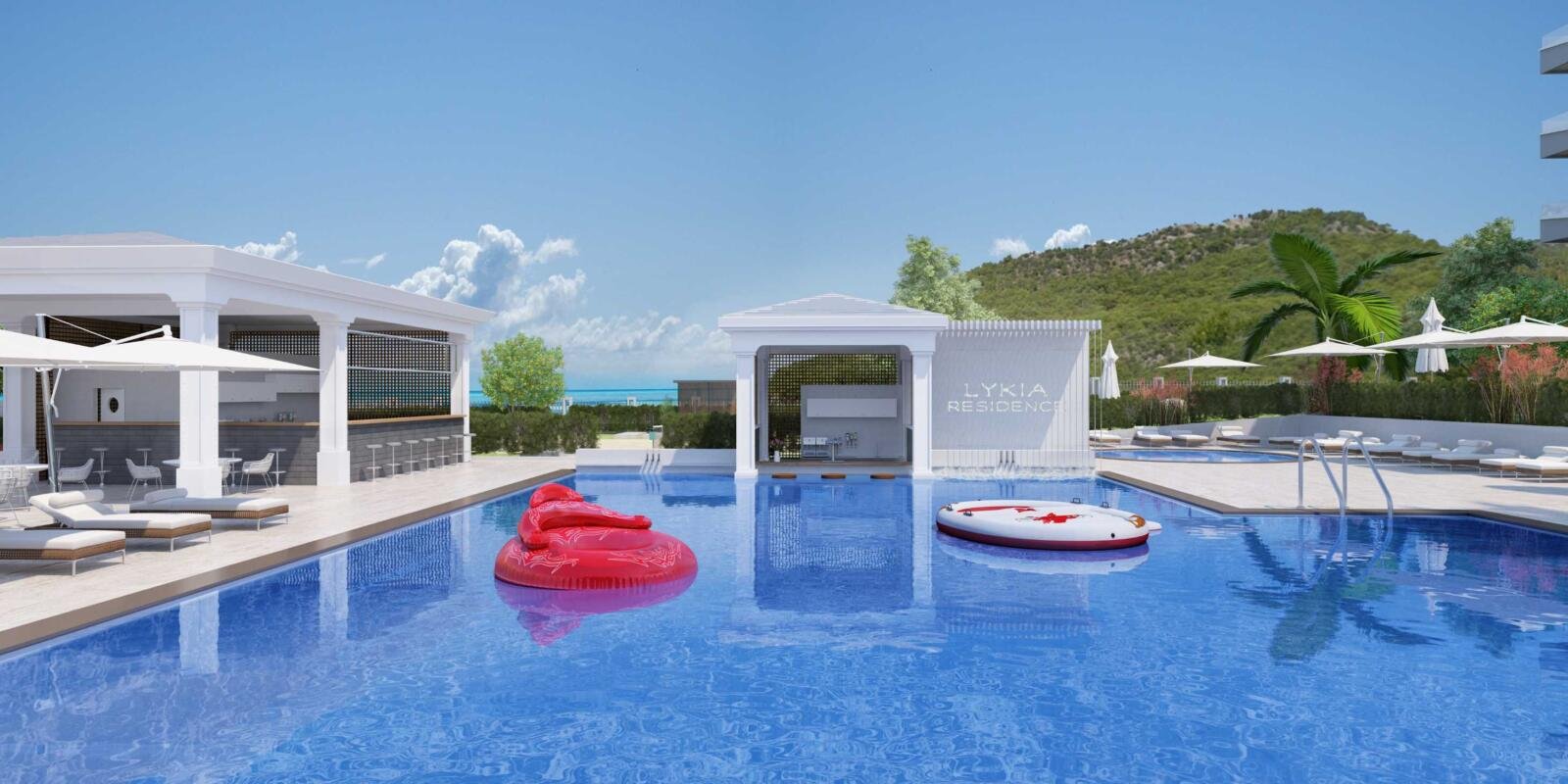 Poolbereich mit Snackbar Lykia Residence Antalya