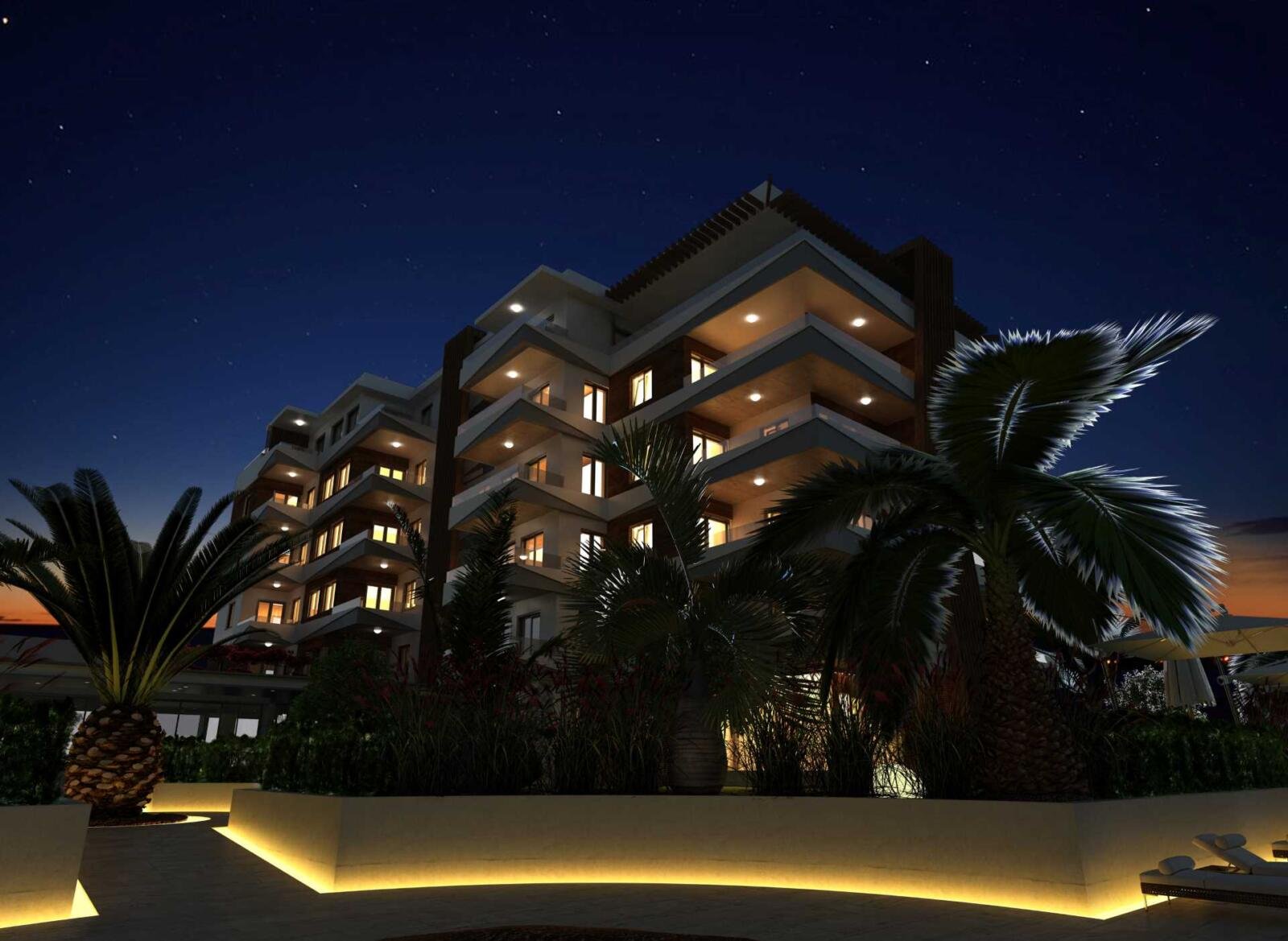 Lykia Residence Antalya bei Nacht stimmungsvolle Beleuchtung