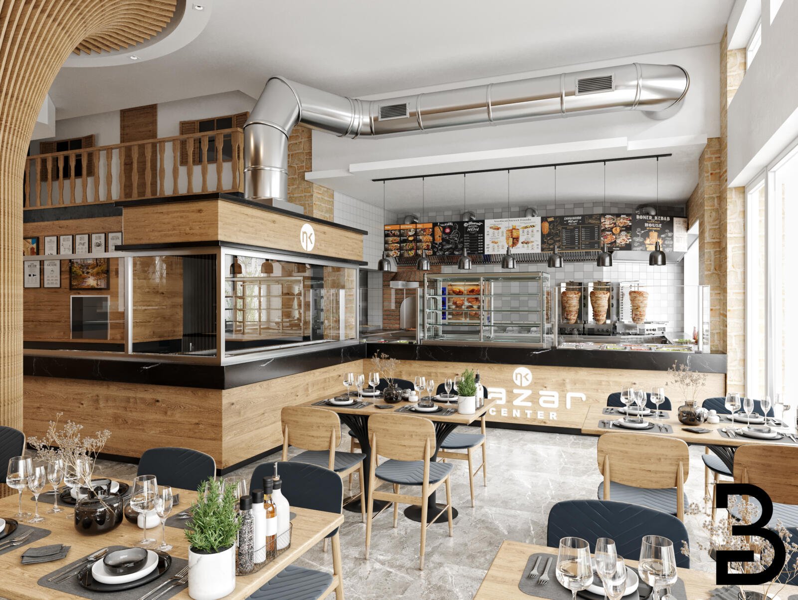 Gastronomie-Innenarchitektur Darmstadt für das Nazar Center mit großzügiger Raumwirkung und stimmigem Möblierungskonzept