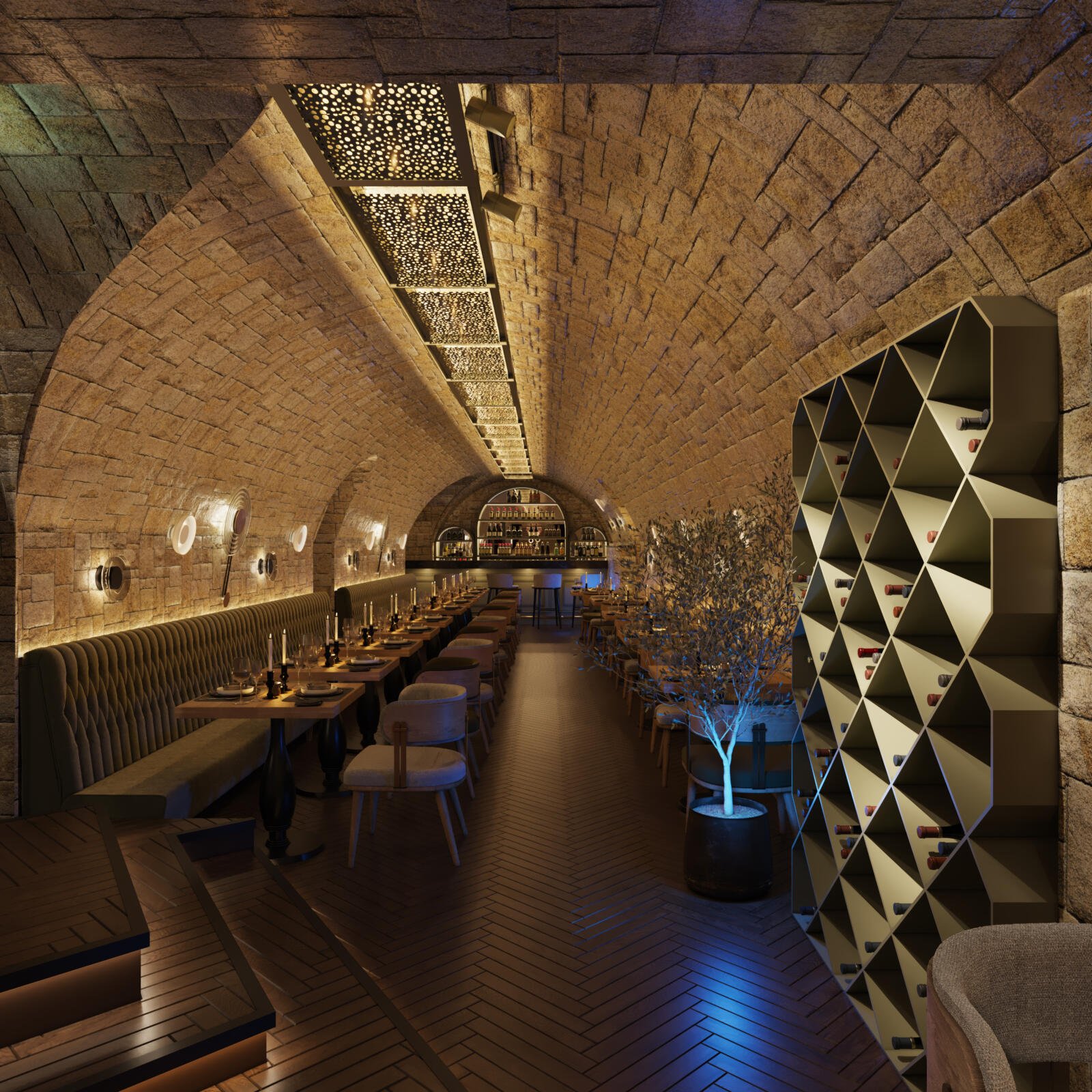 Restaurant Frankfurt Together – Kamin-Lounge-Bereich