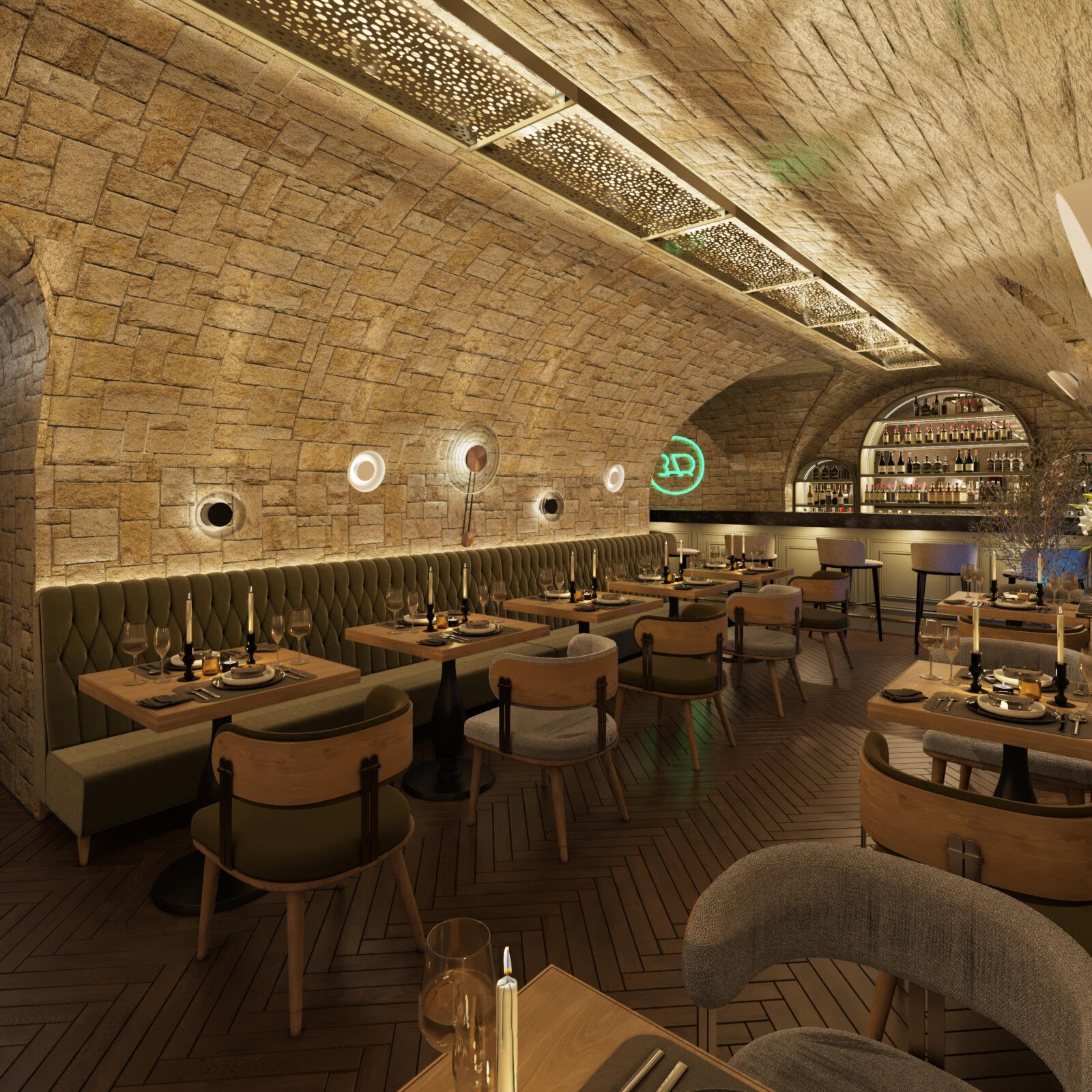 Restaurant Frankfurt Together – Sitzbereich mit Designer-Stühlen