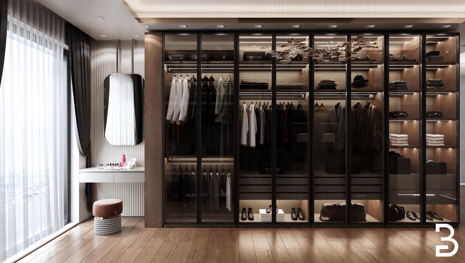 Maßgeschneiderte Luxus-Garderobe Innenausbau