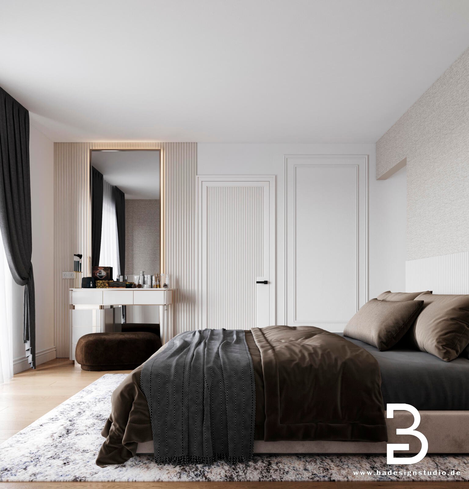 Schlafzimmer mit Spiegelwand Köln Design