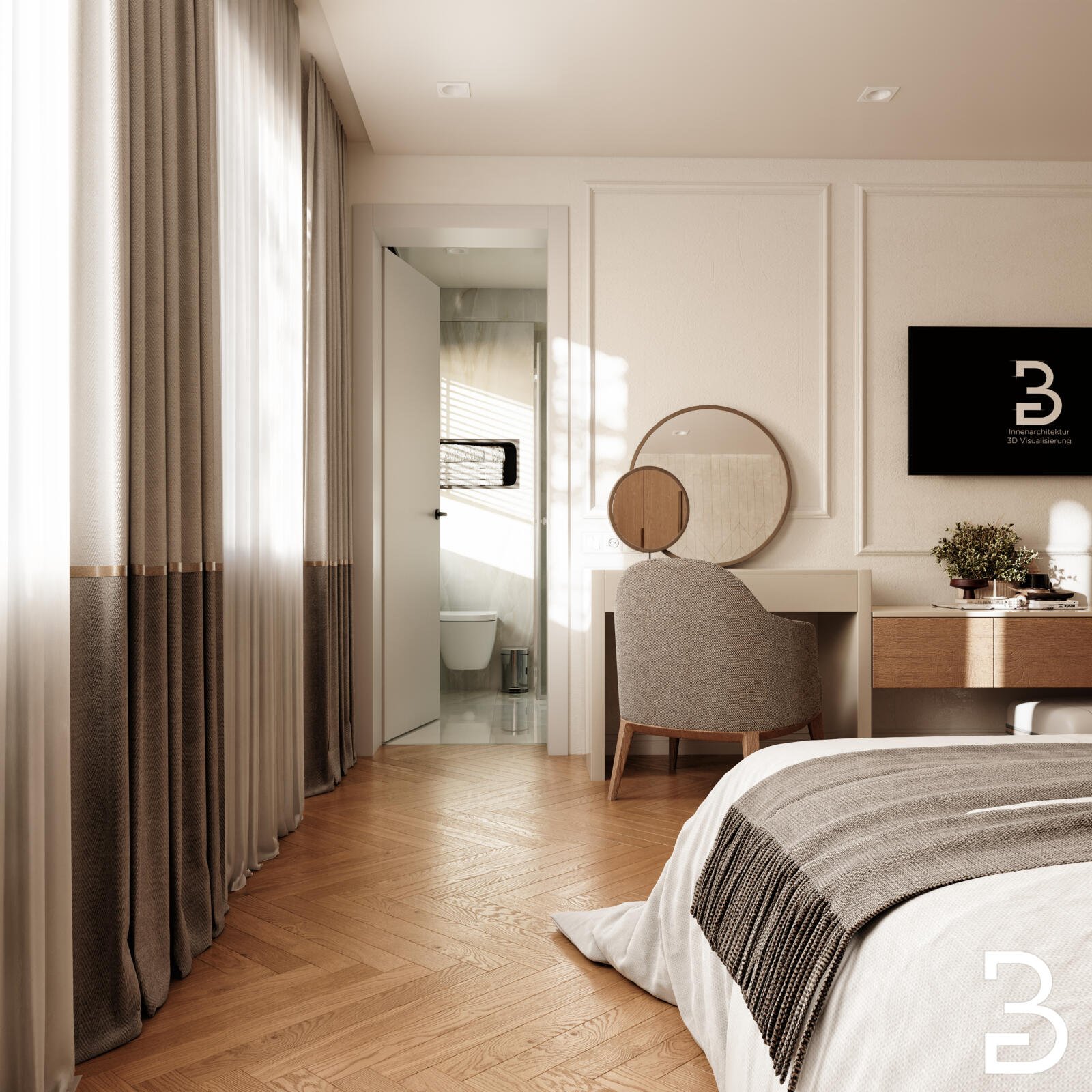 Tagesansicht eines modernen Hotelzimmers im Waldhotel Hubertus Bad Soden.